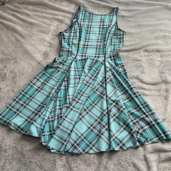 NWT Blackmilk Tartan Aqua vs Koi Purple Inside Out Dress ~ LIMITED Size Large - Picture 7 of 12